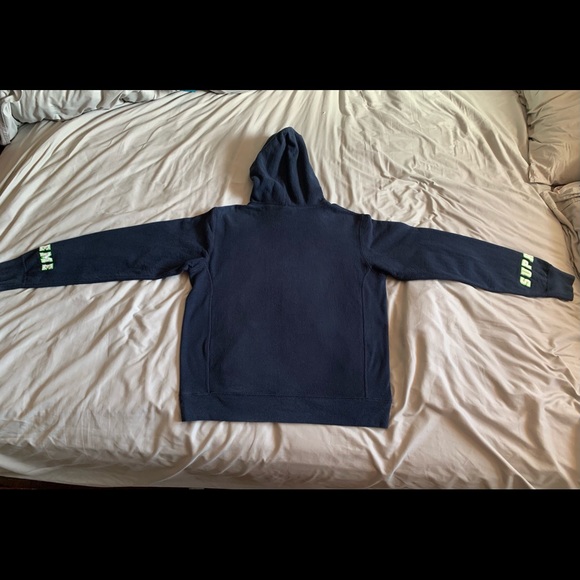Navy Supreme Wrist Logo Hoodie - Picture 2 of 8